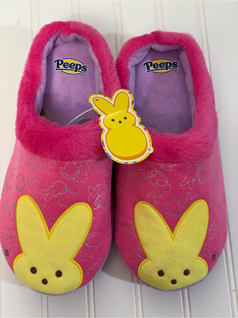 Peeps Pink & Yellow Bunny Slipper Clogs Size 9/10